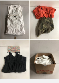 BOX OF CLOTHES IN VARIOUS SIZES AND DESIGNS