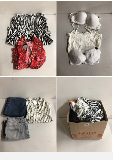 BOX OF CLOTHES IN VARIOUS SIZES AND DESIGNS