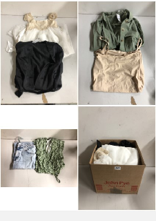 BOX OF CLOTHES IN VARIOUS SIZES AND DESIGNS