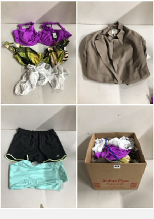 BOX OF CLOTHES IN VARIOUS SIZES AND DESIGNS