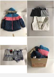 BOX OF CLOTHES IN VARIOUS SIZES AND DESIGNS