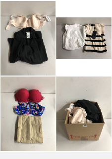 BOX OF CLOTHES IN VARIOUS SIZES AND DESIGNS