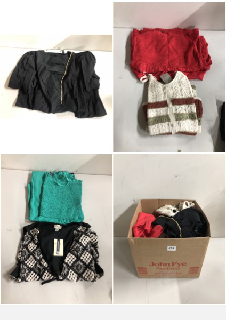 BOX OF CLOTHES IN VARIOUS SIZES AND DESIGNS