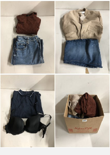 BOX OF CLOTHES IN VARIOUS SIZES AND DESIGNS