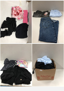 BOX OF CLOTHES IN VARIOUS SIZES AND DESIGNS