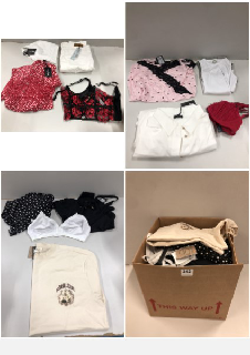 BOX OF CLOTHES IN VARIOUS SIZES AND DESIGNS