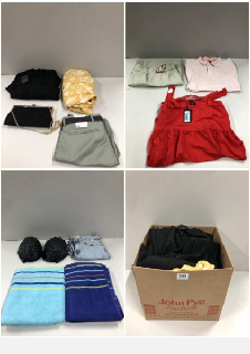 BOX OF CLOTHES IN VARIOUS SIZES AND DESIGNS