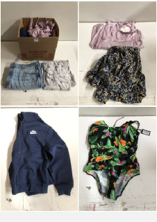 BOX OF CLOTHES IN VARIOUS SIZES AND DESIGNS