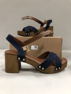 DUNE LONDON NAVY-DENIM CROSS STRAP HEELED UK SIZE: 5