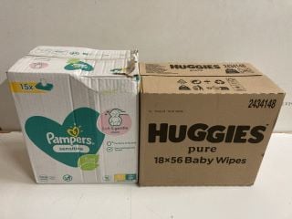 2 X BABY WIPES INC HUGGIES PURE BABY WIPES