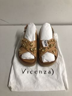 PAIR OF WOMEN'S VICENZA SEQUIN STRAP SANDALS IN BROWN - SIZE UK 5