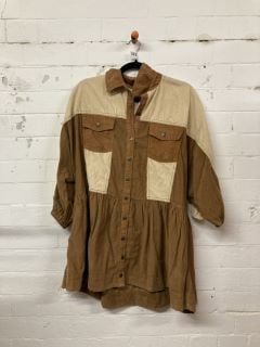 WOMEN'S DESIGNER OVERSIZED SHIRT IN BROWN - SIZE S - RRP £140