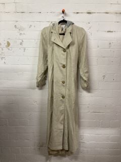 WOMEN'S DESIGNER LONG OVERCOAT & HOOD COMBO JACKET IN MORNING OAT IVORY - SIZE S - RRP £228