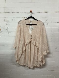 WOMEN'S DESIGNER TOP IN SAND NEUTRAL - SIZE S - RRP $100