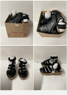 BOX OF SHOES TO INCLUDE WOMEN'S ANKLE ZIP BOOTS IN BLACK - SIZE UK 5