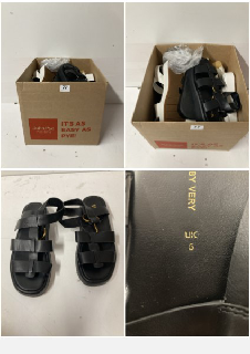 BOX OF SHOES TO INCLUDE WOMEN'S MEMORY FOAM SANDALS IN BLACK - SIZE UK 5