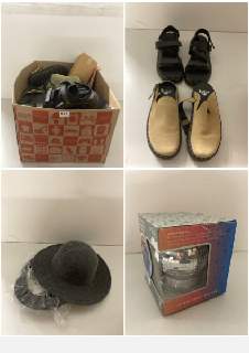 BOX OF PREMIUM DESIGNER ITEMS TO INCLUDE DR MARTENS SANDALS IN BLACK