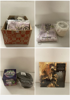 BOX OF PREMIUM DESIGNER ITEMS TO INCLUDE HALLOW GROUND VINYL & DISCO BALL HANGING PLANTER