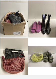 BOX OF PREMIUM DESIGNER ITEMS TO INCLUDE UGG SANDALS IN GREEN