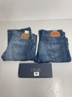 DIOR SOCK GIFT BOX AND TWO PAIRS OF LEVI JEANS