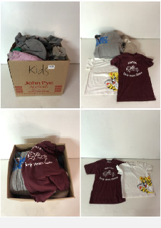 BOX OF VARIOUS KIDS CLOTHING UNSEALED