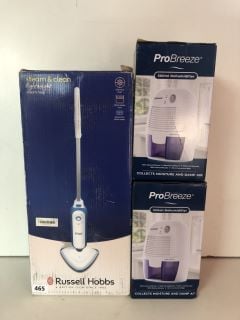 A STEAM MOP AND TWO DEHUMIDIFIERS