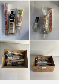 BOX OF VARIOUS MAKEUP AND BEAUTY PRODUCTS