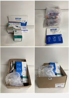 BOX OF HEALTHCARE AND PHARMACEUTICAL ITEMS TO INCLUDE PLASTIC SYRINGES