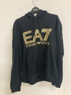 EMPORIO ARMANI EA7 BLACK HOODIE SIZE: XL