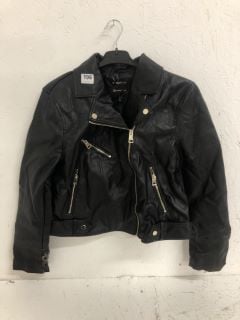 RIVER ISLAND LEATHER JACKET SIZE: 14