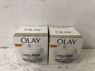 2 X OLAY COLLAGEN PEPTIDE ADVANCED RESTORING STRENGTHEN + RESTORE HYDRATE SPF 30 RRP: £76.00