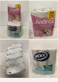 QTY OF TISSUE INC ANDREX FAMILY SOFT CLEAN, GENTLE CARE