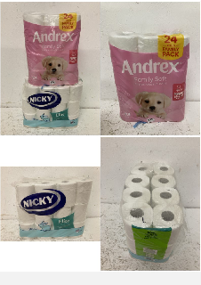 QTY OF TISSUE INC ANDREX FAMILY SOFT CLEAN, GENTLE CARE