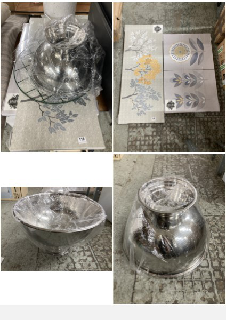 HOMEWARES TO INCLUDE A HAMMERED WHITE METAL PUNCH BOWL