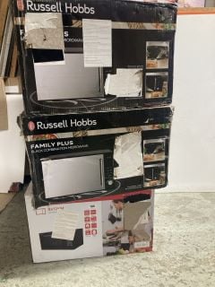 3 X MICROWAVES TO INCLUDE SHARP AND RUSSELL HOBBS