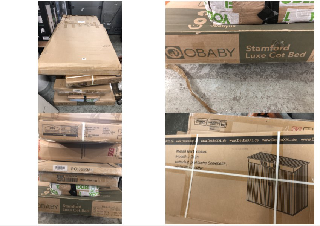 PALLET OF FLATPACK FURNITURE TO INCLUDE A OBABY STANFORD COT BED