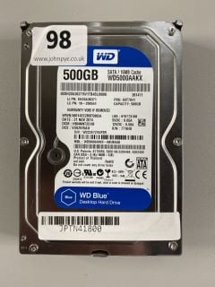 WESTERN DIGITAL 500GB DESKTOP HARD DRIVE IN SILVER. (UNIT ONLY)  [JPTN41800]