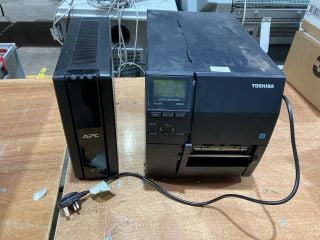 TOSHIBA BARCODE PRINTER B-EX4T1-GS12-QM-R TO INCLUDE APC BACKUP BATTERY