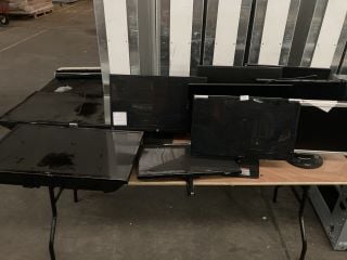 11 X ASSORTED MONITORS AND TVS TO INCLUDE LG, HP AND JVC