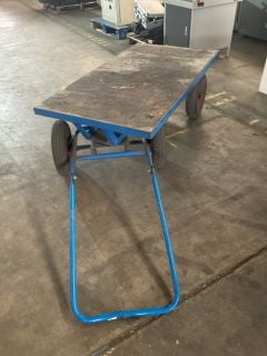 METAL TROLLEY WITH WOODEN BED AND INFLATABLE RUBBER WHEELS