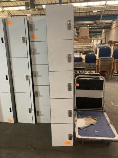 2 X 3 DOOR CREAM AND STAINLESS STEEL LOCKERS TO INCLUDE 4 DOOR COMBINATION LOCK CREAM AND STAINLESS STEEL LOCKERS