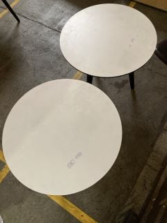 X 2 TRIPOD LEG COFFEE TABLES IN WHITE