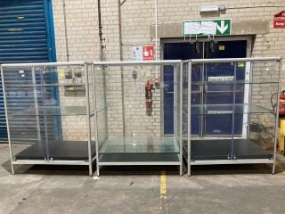 3 X GLASS DISPLAY CABINNETS