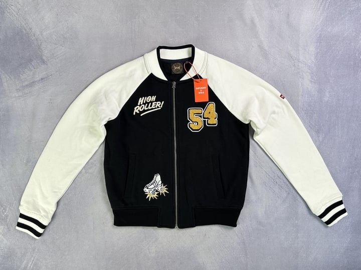 Superdry High Roller College Bomber With Tags - Size XS (VAT ONLY PAYABLE ON BUYERS PREMIUM)