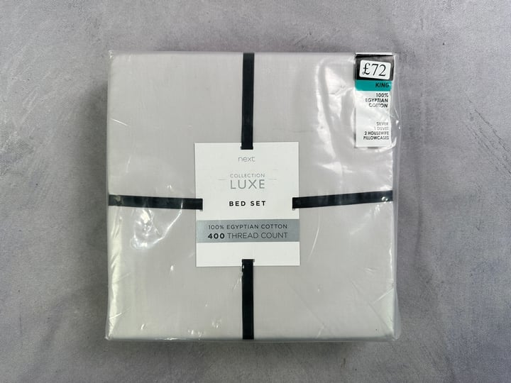 Next Luxe Collection King Bed Set, 100% Egyptian Cotton, 400 Thread Count  (VAT ONLY PAYABLE ON BUYERS PREMIUM)