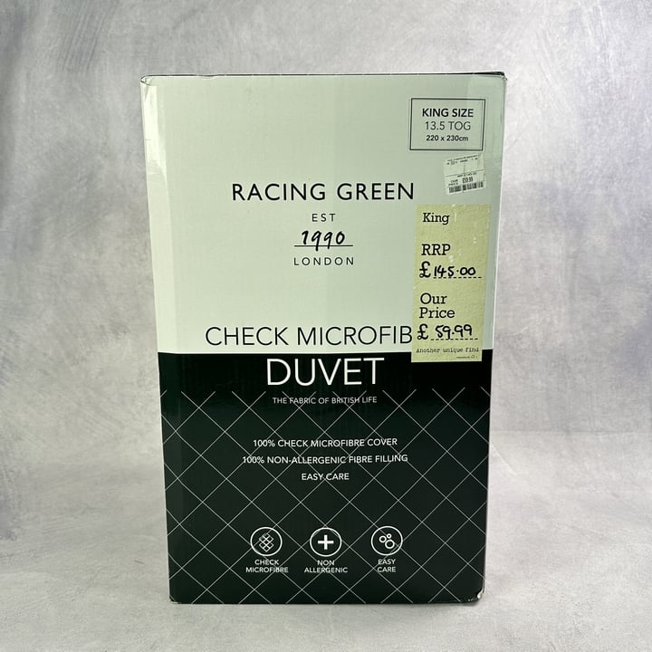 Racing Green Check Microfibre Duvet King Size Boxed (VAT ONLY PAYABLE ON BUYERS PREMIUM)