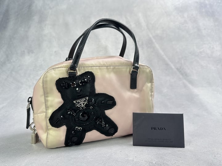 Prada Evening Bear Mini With Padlock & Keys And Authenticity Card - 21x16x7cm (Approx) (VAT ONLY PAYABLE ON BUYERS PREMIUM)