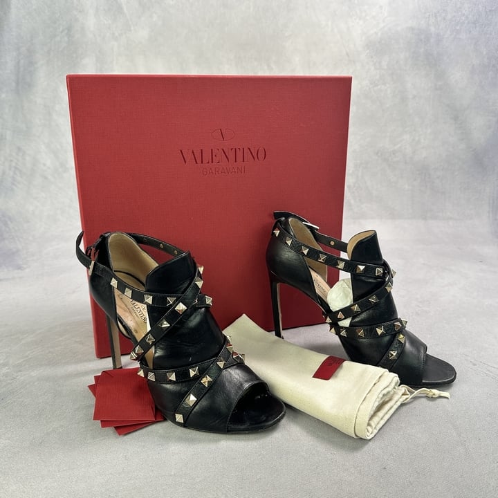 Valentino Garavani Rockstud Open Toe Ankle Boot With Box & Dust Bag - Size 38.5 (VAT ONLY PAYABLE ON BUYERS PREMIUM)