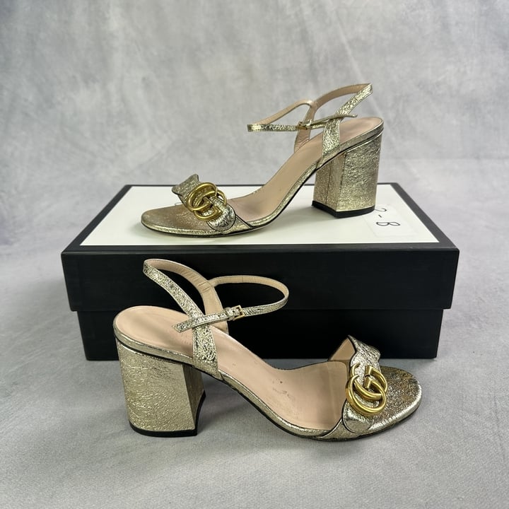 Gucci GG Ankle Strap Sandals With Box & Dust Bags - Size 38 (VAT ONLY PAYABLE ON BUYERS PREMIUM)