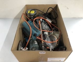 BOX OF VARIOUS TOOLS INC. MAKITA POWER DRILL